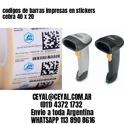 codigos de barras impresas en stickers cebra 40 x 20
