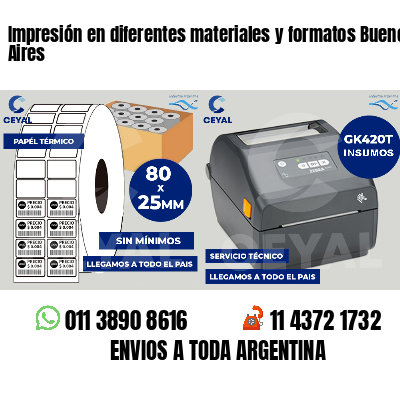Impresión en diferentes materiales y formatos Buenos Aires