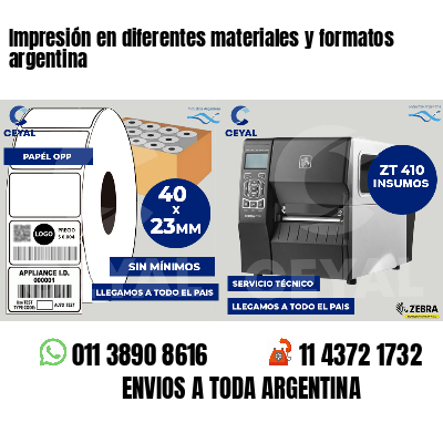 Impresión en diferentes materiales y formatos argentina