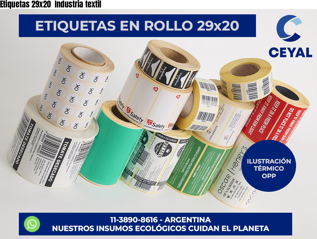 Etiquetas 29×20  Industria textil