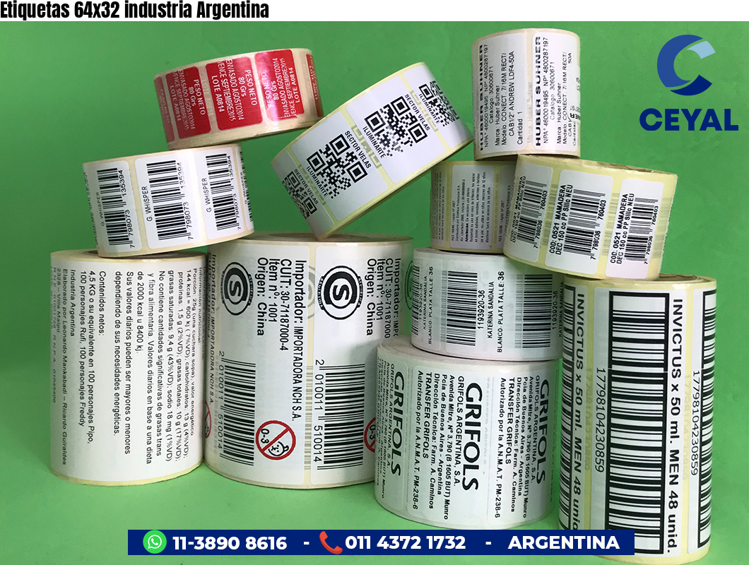 Etiquetas 64x32 industria Argentina