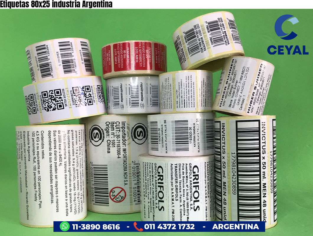 Etiquetas 80x25 industria Argentina