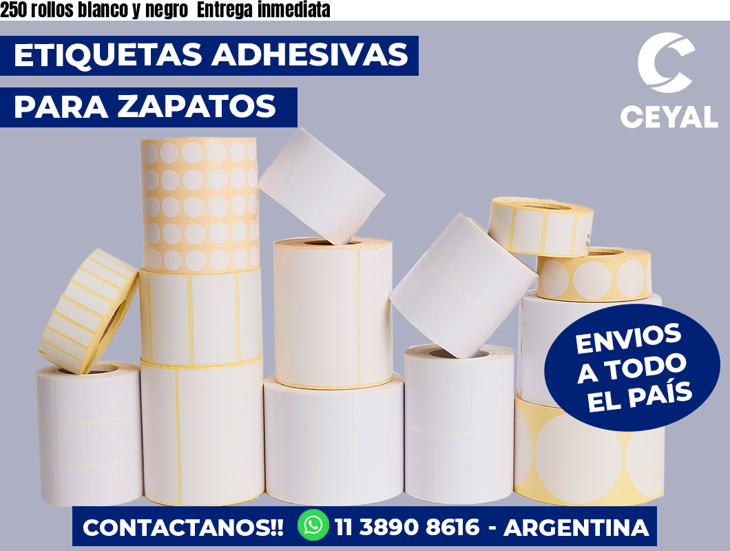 250 rollos blanco y negro  Entrega inmediata