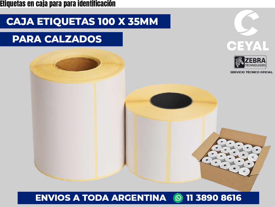 Etiquetas en caja para para identificación