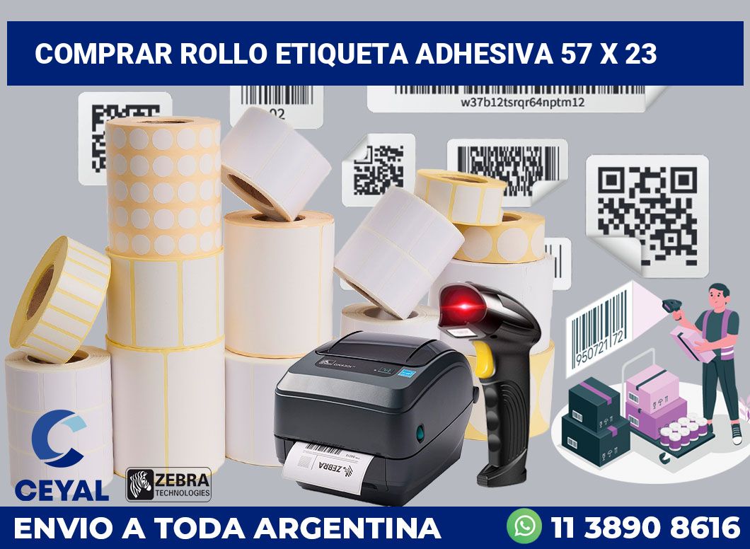 Comprar rollo etiqueta adhesiva 57 x 23