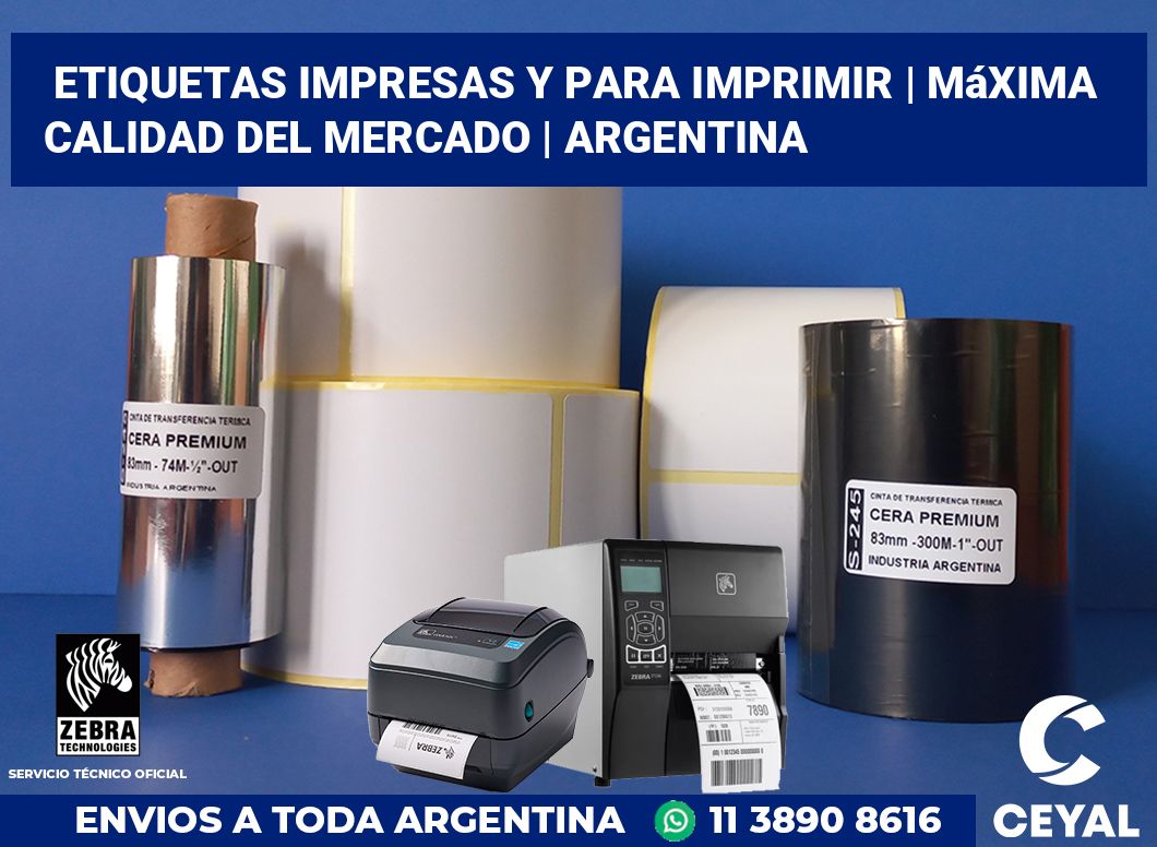 Etiquetas impresas y para imprimir | Máxima calidad del mercado | Argentina