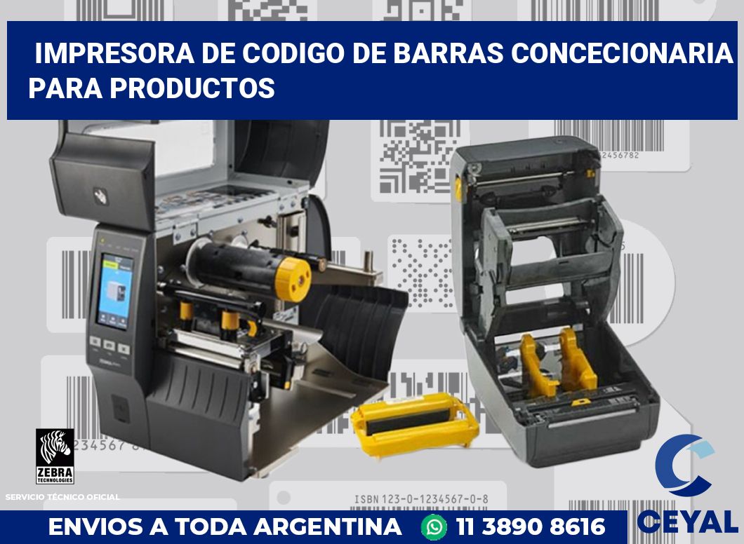 Impresora de codigo de barras Concecionaria para productos