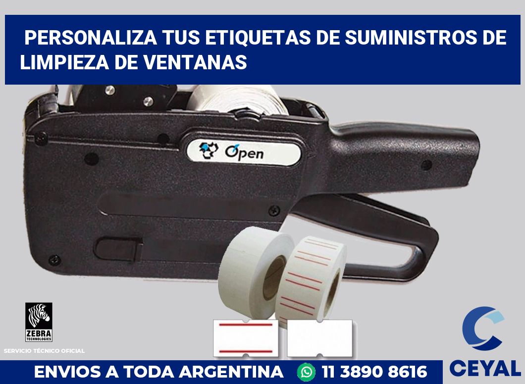 Personaliza tus Etiquetas de Suministros de Limpieza de Ventanas