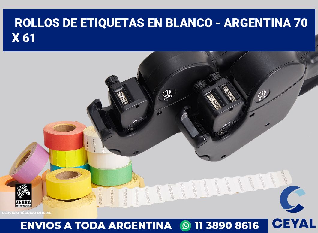 Rollos de etiquetas en blanco - Argentina 70 x 61