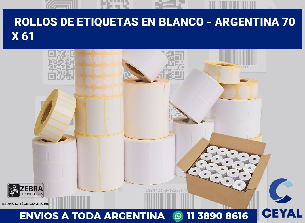 Rollos de etiquetas en blanco – Argentina 70 x 61