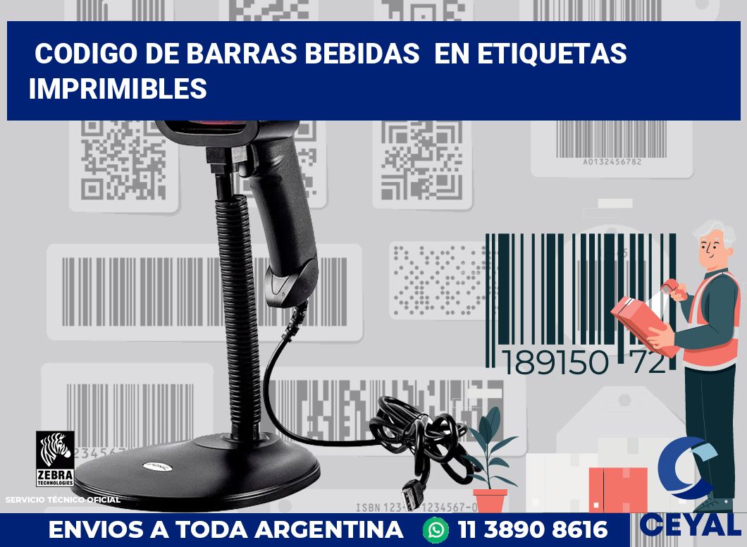 codigo de barras bebidas  en etiquetas imprimibles