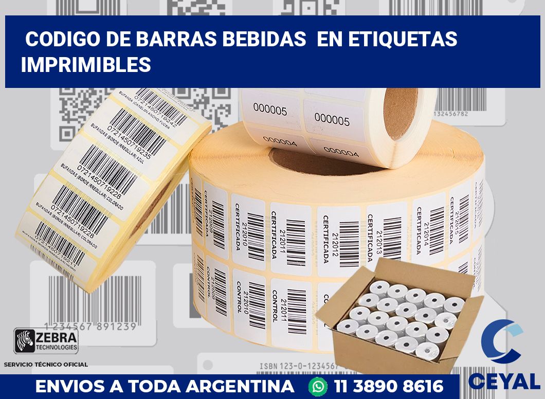 codigo de barras bebidas  en etiquetas imprimibles