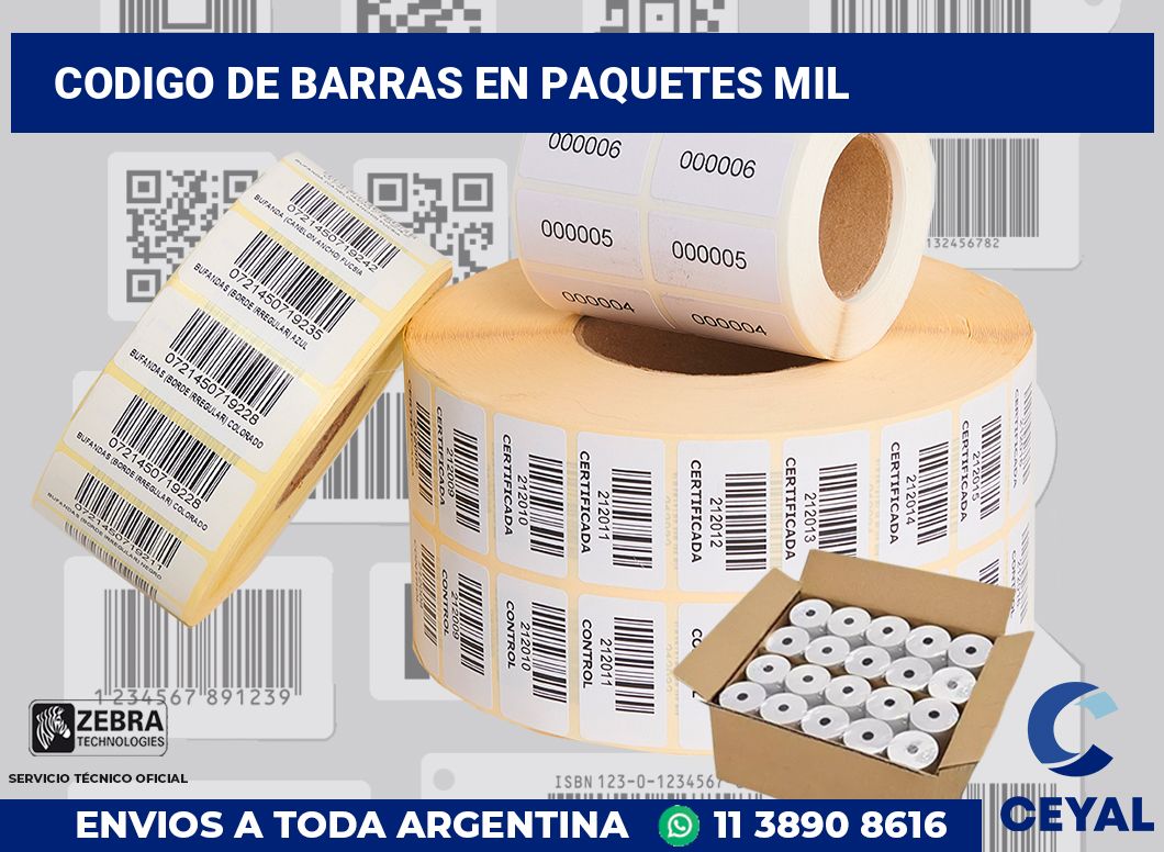 codigo de barras en paquetes mil