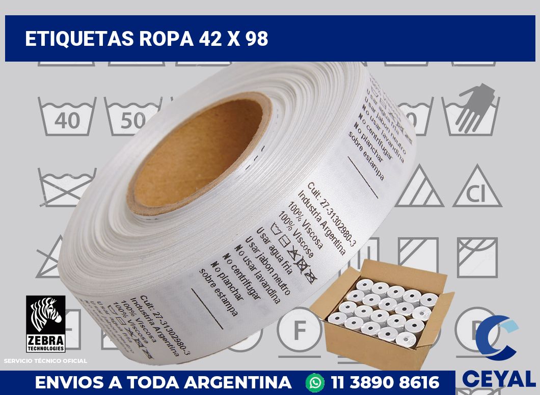 etiquetas ropa 42 x 98