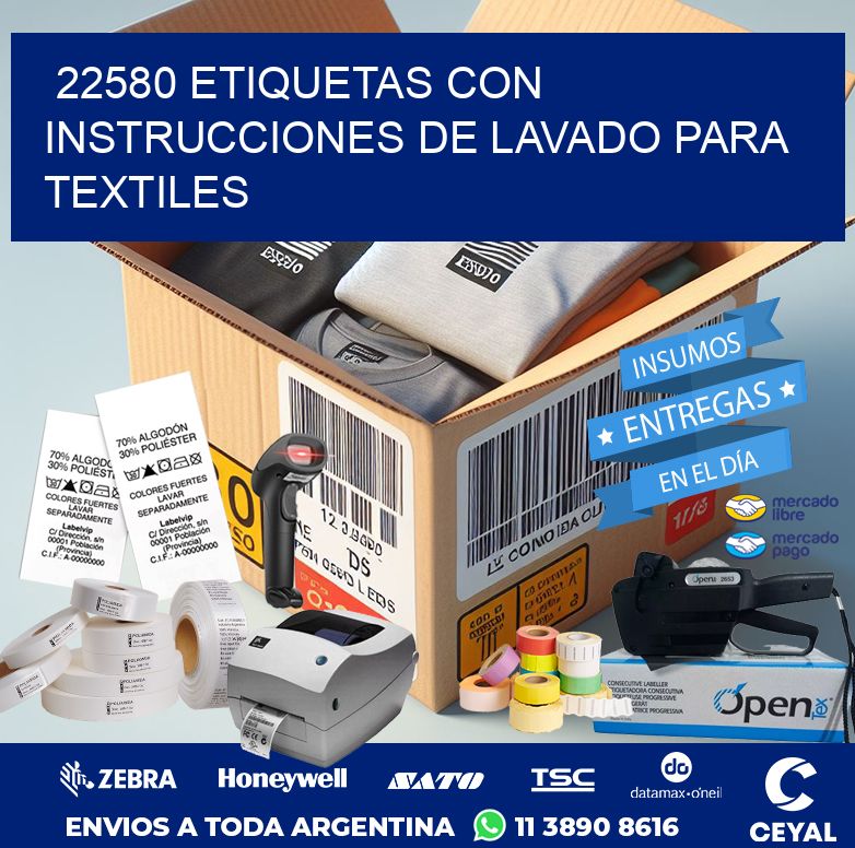 22580 ETIQUETAS CON INSTRUCCIONES DE LAVADO PARA TEXTILES