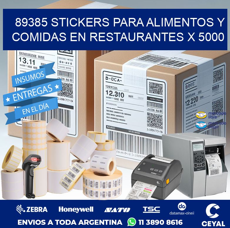 89385 STICKERS PARA ALIMENTOS Y COMIDAS EN RESTAURANTES X 5000