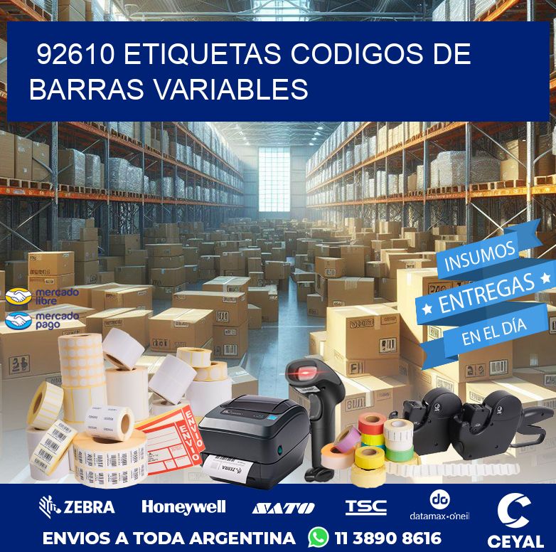 92610 ETIQUETAS CODIGOS DE BARRAS VARIABLES