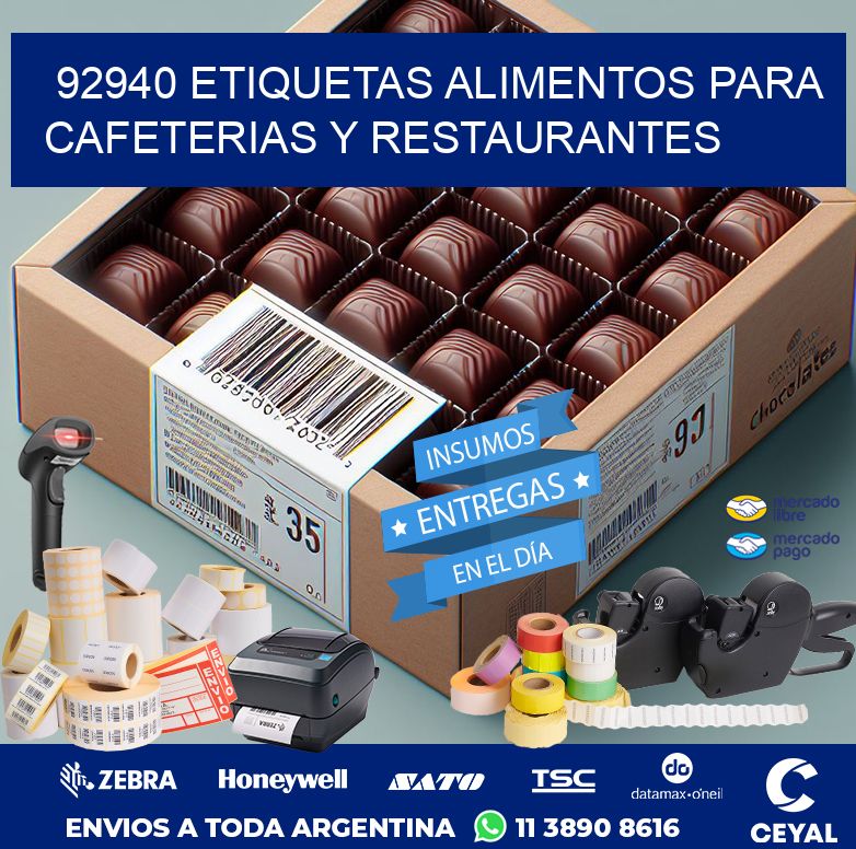 92940 ETIQUETAS ALIMENTOS PARA CAFETERIAS Y RESTAURANTES