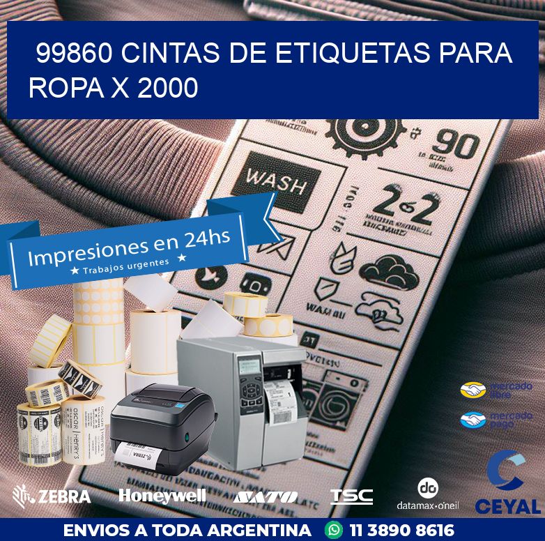 99860 CINTAS DE ETIQUETAS PARA ROPA X 2000