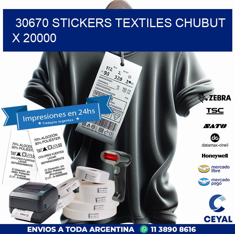 30670 STICKERS TEXTILES CHUBUT X 20000