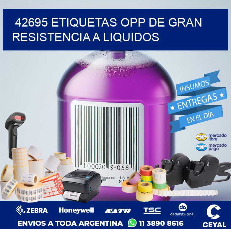 42695 ETIQUETAS OPP DE GRAN RESISTENCIA A LIQUIDOS