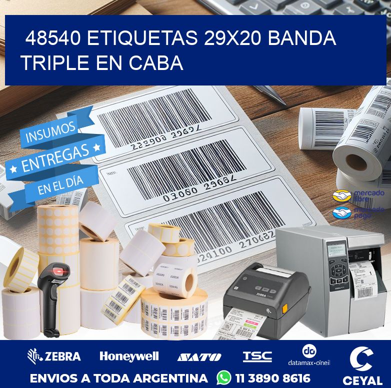 48540 ETIQUETAS 29X20 BANDA TRIPLE EN CABA