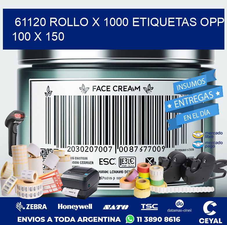 61120 ROLLO X 1000 ETIQUETAS OPP 100 X 150