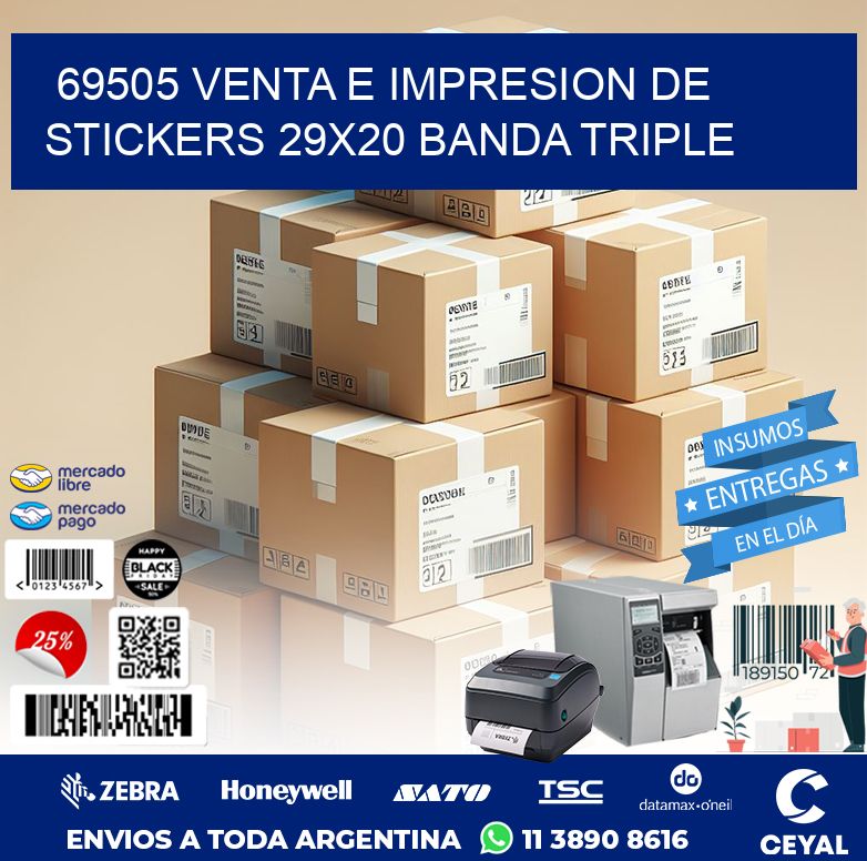 69505 VENTA E IMPRESION DE STICKERS 29X20 BANDA TRIPLE