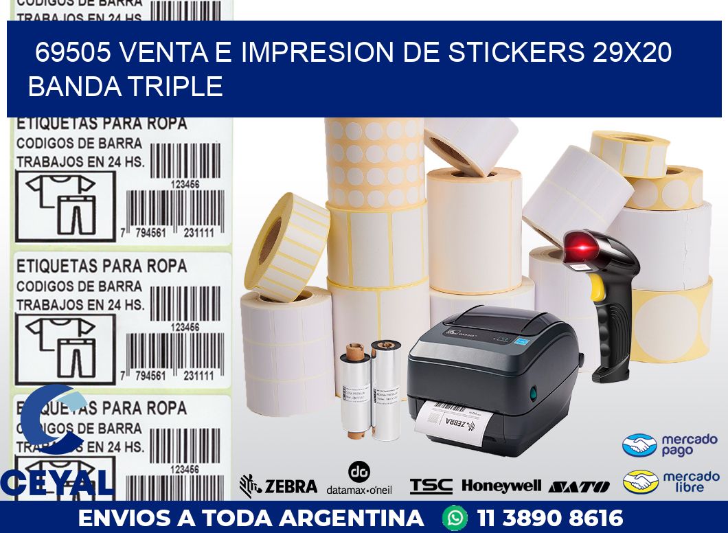 69505 VENTA E IMPRESION DE STICKERS 29X20 BANDA TRIPLE