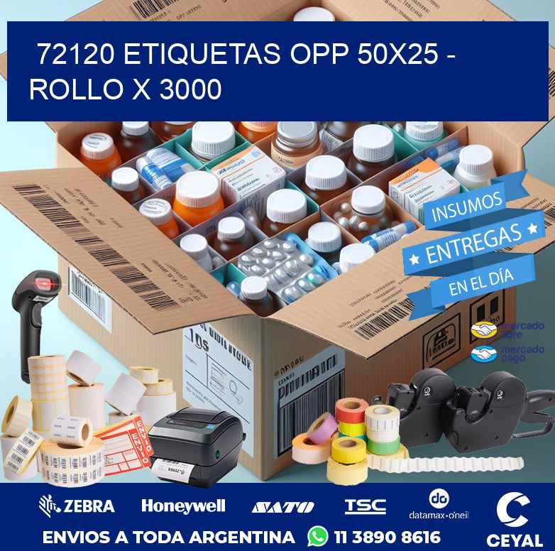 72120 ETIQUETAS OPP 50X25 - ROLLO X 3000