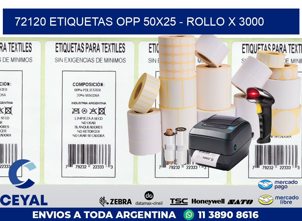 72120 ETIQUETAS OPP 50X25 - ROLLO X 3000