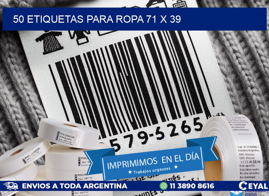 50 ETIQUETAS PARA ROPA 71 x 39