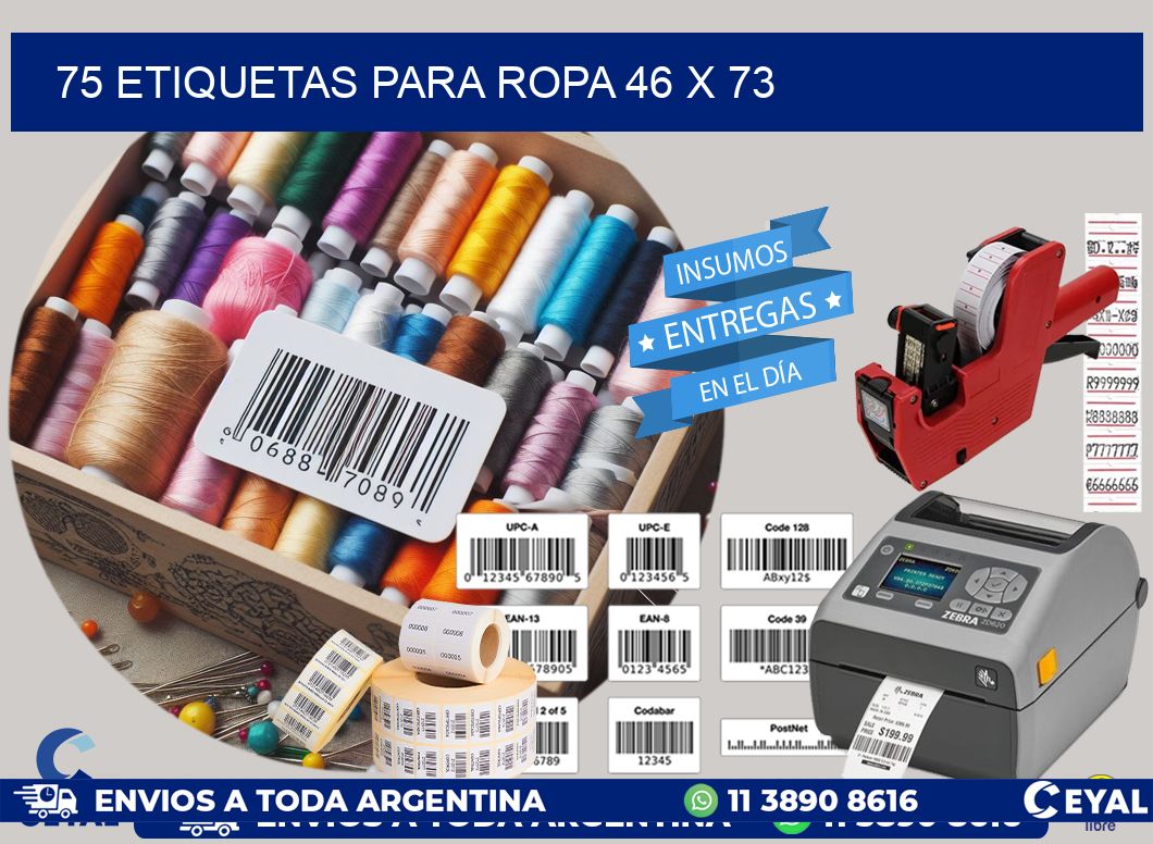 75 ETIQUETAS PARA ROPA 46 x 73