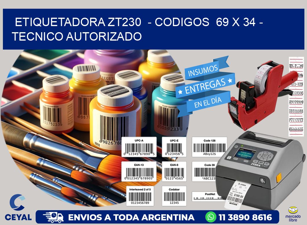 ETIQUETADORA ZT230  - CODIGOS  69 x 34 - TECNICO AUTORIZADO