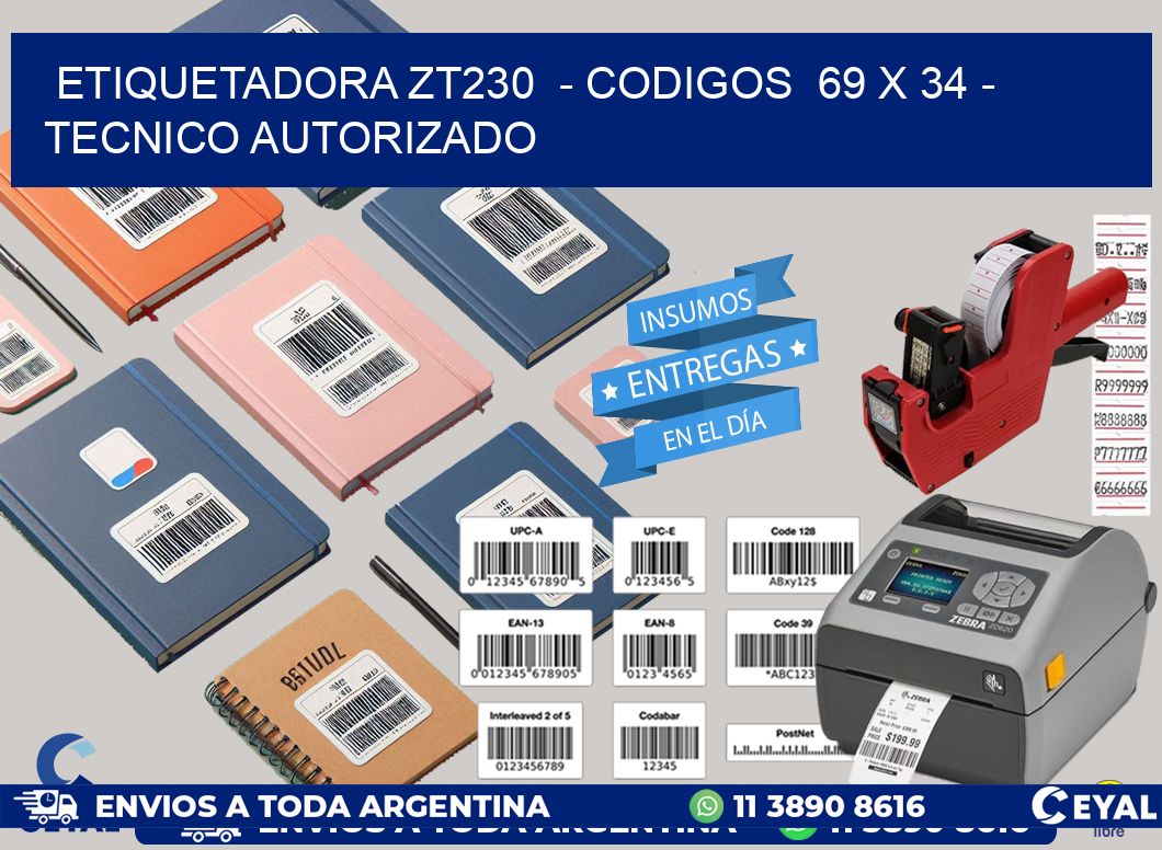 ETIQUETADORA ZT230  - CODIGOS  69 x 34 - TECNICO AUTORIZADO