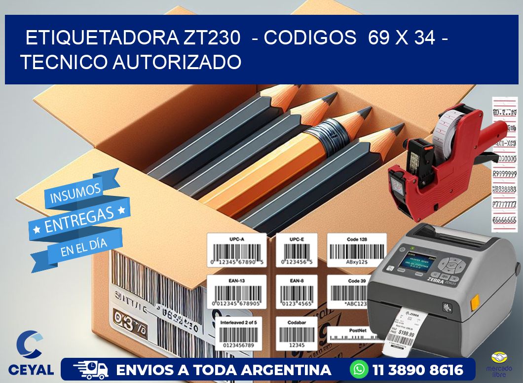 ETIQUETADORA ZT230  - CODIGOS  69 x 34 - TECNICO AUTORIZADO