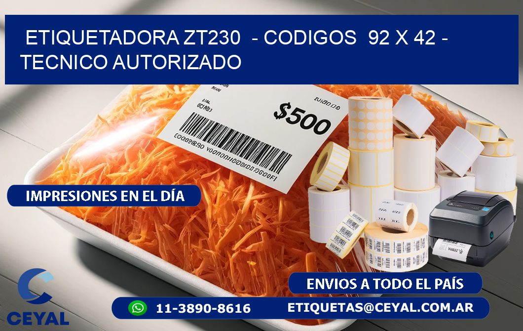 ETIQUETADORA ZT230  - CODIGOS  92 x 42 - TECNICO AUTORIZADO