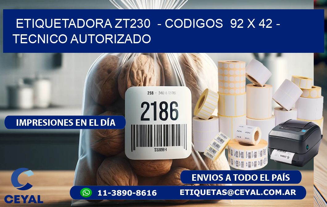 ETIQUETADORA ZT230  - CODIGOS  92 x 42 - TECNICO AUTORIZADO