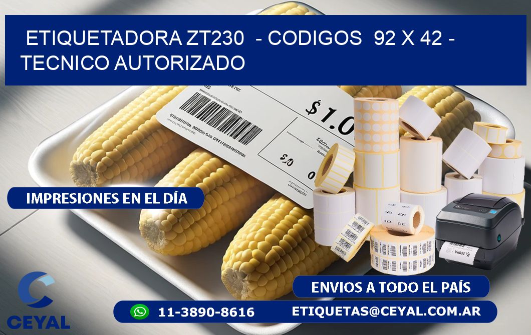 ETIQUETADORA ZT230  – CODIGOS  92 x 42 – TECNICO AUTORIZADO