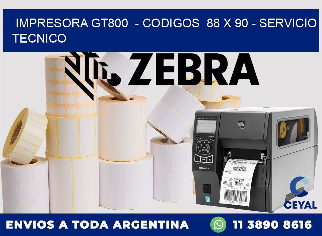 IMPRESORA GT800  - CODIGOS  88 x 90 - SERVICIO TECNICO