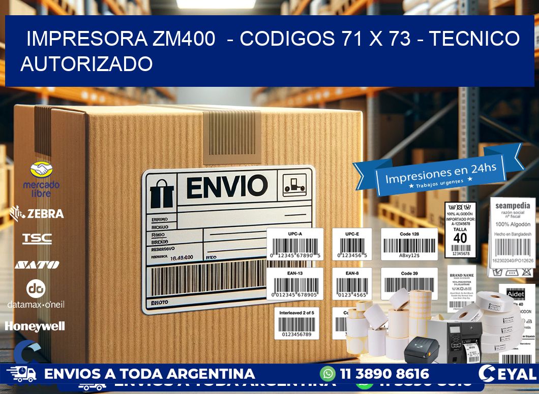 IMPRESORA ZM400  - CODIGOS 71 x 73 - TECNICO AUTORIZADO