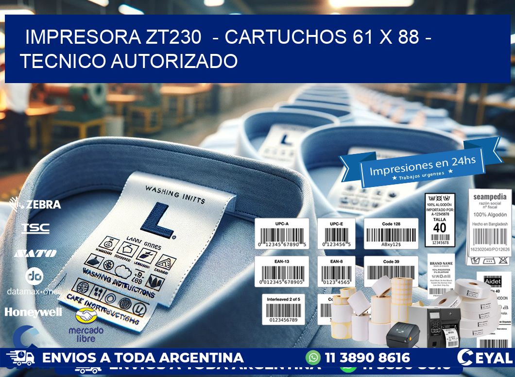 IMPRESORA ZT230  - CARTUCHOS 61 x 88 - TECNICO AUTORIZADO