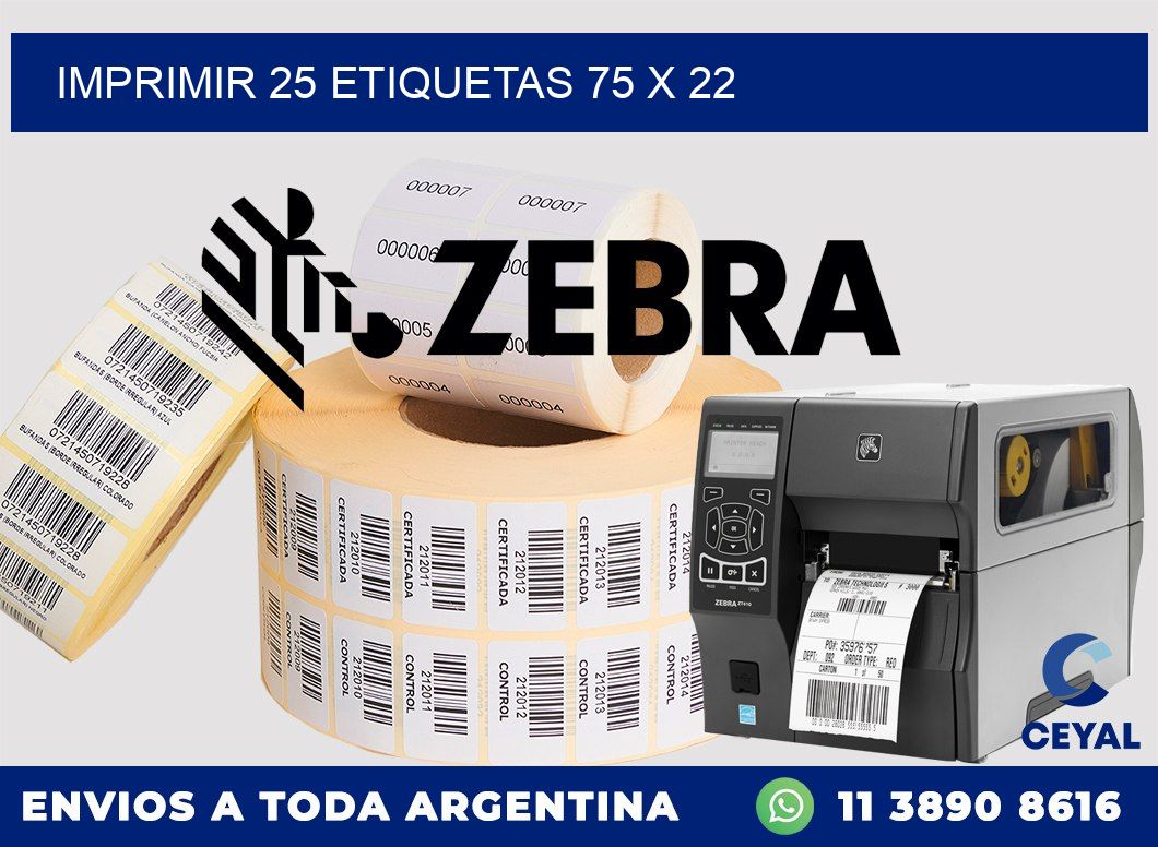 IMPRIMIR 25 ETIQUETAS 75 x 22