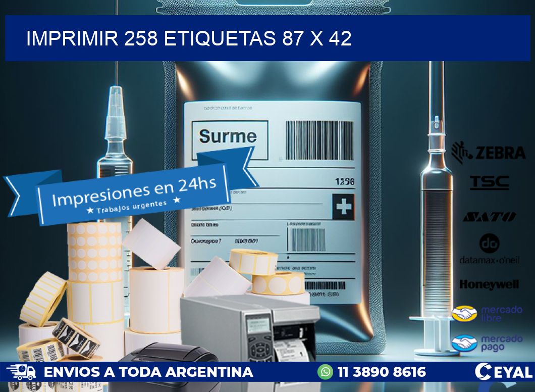 IMPRIMIR 258 ETIQUETAS 87 x 42