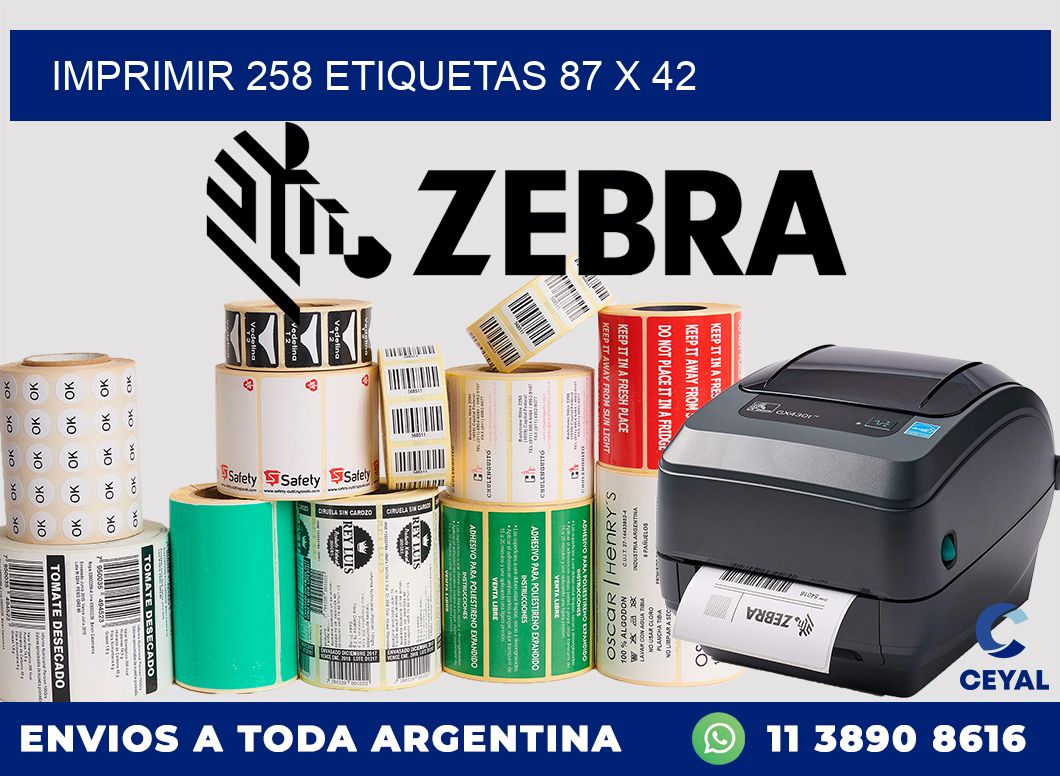 IMPRIMIR 258 ETIQUETAS 87 x 42