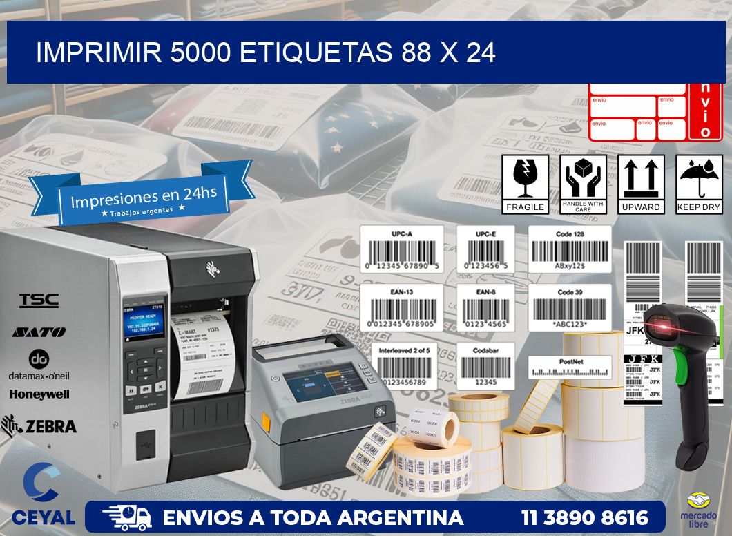 IMPRIMIR 5000 ETIQUETAS 88 x 24