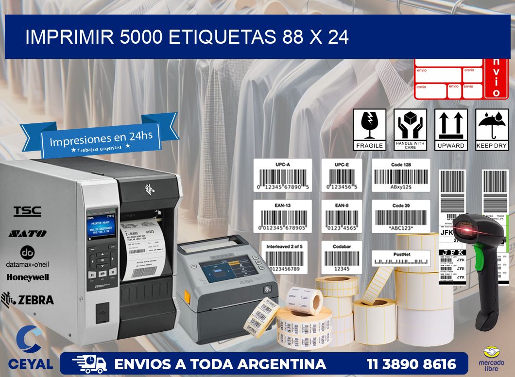 IMPRIMIR 5000 ETIQUETAS 88 x 24