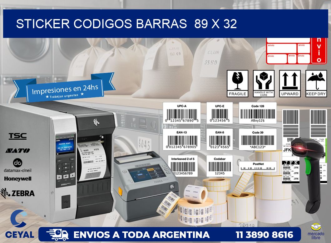 STICKER CODIGOS BARRAS  89 x 32