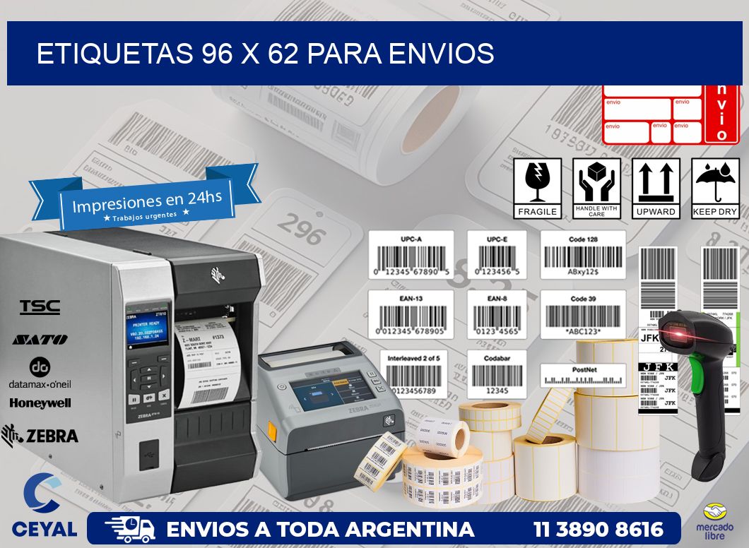 ETIQUETAS 96 x 62 PARA ENVIOS