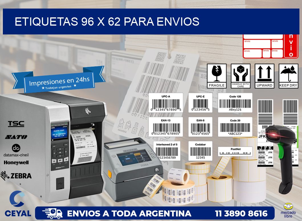 ETIQUETAS 96 x 62 PARA ENVIOS